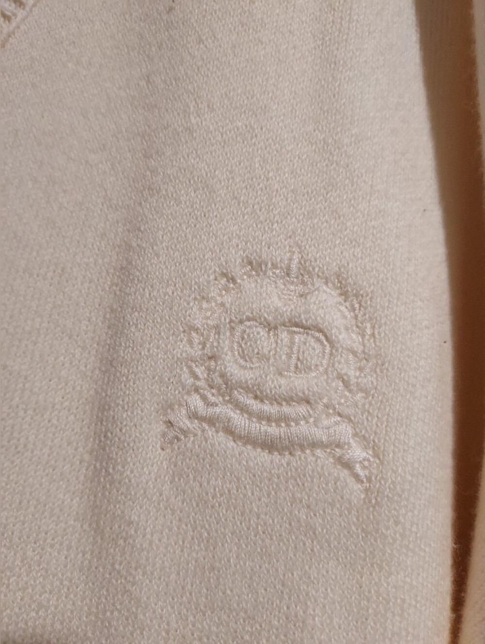 Christian Dior Monsieur Classic Logo Cream Cotton V-Neck Sweater Pullover - Picture 3 of 8